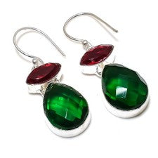 Cromo diopsido, granate piedras preciosas 925 pendientes de joyería de...