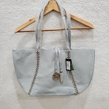 Bolso de hombro Badgley Mischka grande de cuero vegano con cadena gris para mujer