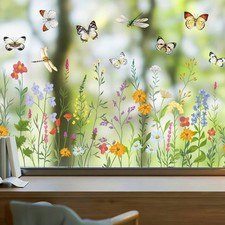 Pegatina floral mariposa ventana para espejos de vidrio azulejos paredes hogar 30 60 cm