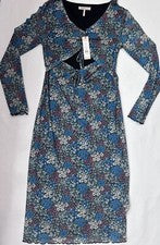 Vestido para mujer BCBGeneration corte medio midi manga larga floral azul