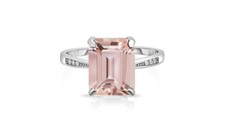 Anillo de plata esterlina talla esmeralda morganita creado en laboratorio 4,00 CTTW tallas 6-9
