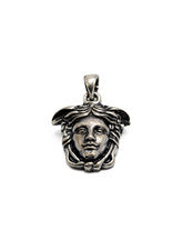 Colgante de plata con cabeza de Medusa, antiguo mitología griega gorgona collar encanto