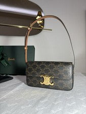 Bolso de Hombro Celine Claude Triunfo Lona Piel de Becerro PVP £2200 Nuevo