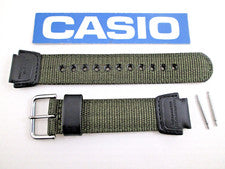 Original Casio Doble Sensor SGW-300HB Correa de Reloj Verde Nylon Cuero Negro