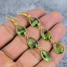 Pendientes enchapados en oro con piedras preciosas de peridoto de plata de ley 925 para amor