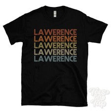CAMISETA LAWERENCE ESTILO RETRO REPETIDO Hombre y Mujer Novedad Genial Nombre Regalo