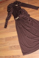 VESTIDO LARGO MUJER COLOR MARRÓN DISEÑADOR MODA ALFOMBRA ROJA LISTO! Talla M