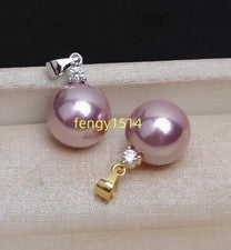 Nuevos colgantes de perlas AAAA 16 mm redondos perfectos púrpura concha del Mar del Sur