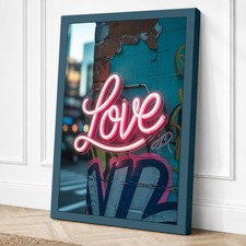 Letrero de amor de neón moderno impresión en lienzo arte de pared decoración del hogar listo para colgar