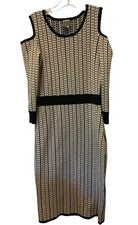 Vestido para mujer Taylor talla M corte hombro manga 3/4 elástico negro beige