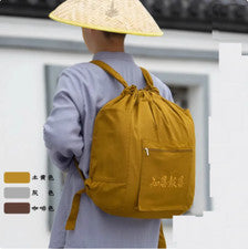 Bolsos budistas estilo chino mochila de algodón monje zen meditación bolsos de hombro