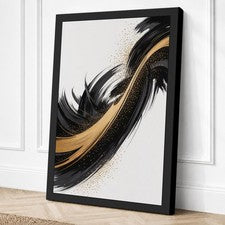 Impresión en lienzo moderna con movimiento dorado y ébano arte de pared decoración del hogar listo para colgar