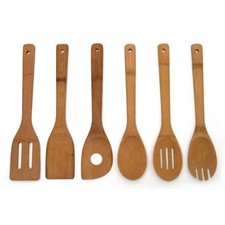 Juego de 6 utensilios de cocina de bambú cuchara espátula madera