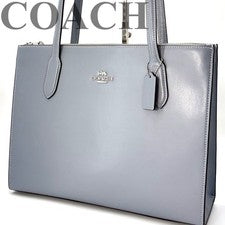 Artículo COACH Nina Bolso de Mano Cuero A4 Azul Bolso de Hombro Plateado Herrajes 3