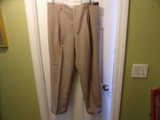 Pantalones de vestir Enrico Rossini para hombre talla 40W x 32L color caqui tostado plisados con puños nuevos con etique