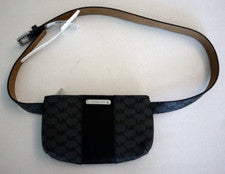 Bolso Cinturón Michael Kors 556137C 001 Talla L/XL Negro Firma MK Estampado Completo $88