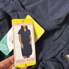 Vestido camisero Teddi Rose Tencel para mujer, azul marino pequeño midi