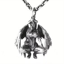 Collar de cadena de acero inoxidable colgante alas de ángel diablo de metal estilo punk retro