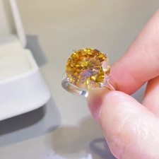 Anillo de boda 1/2/3/5/10 CT color amarillo moissanita para mujer GRA real plata 925