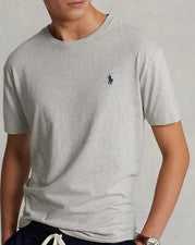 NUEVO CON ETIQUETAS Polo Ralph Lauren GRIS JASPEADO Calce Clásico Manga Corta Cuello Redondo Camiseta