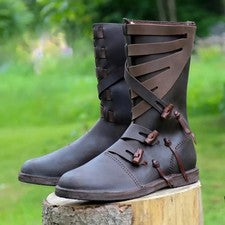 Botas de cuero medievales | Zapatos vikingos renacentistas | Calzado marrón...