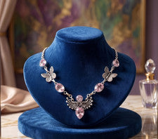 Collar de piedras preciosas de topacio rosa de plata de ley 925 para mujer joyería hecha a mano S-18"