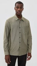 Camisa Theory Irving 100 % lino para hombre talla L oliva manga larga abotonada NUEVA $245