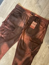 Pantalones cargo recubiertos Vayder Riccardo para hombre 40 marrón cremallera cónica utilitarios nuevos con etiquetas $5