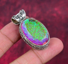 Increíble joyería colgante de plata de ley 925 hecha a mano con piedras preciosas de ópalo triple rosa