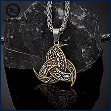 Collar colgante de nudo celta de acero inoxidable estilo vikingo para hombre