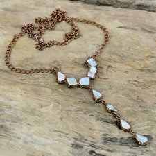 Collar ajustable cadena electroformada Larimar cobre áspero regalo para mamá 18,0"