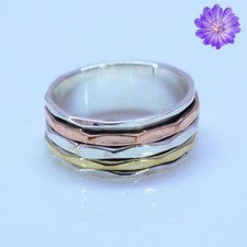 Hermoso anillo giratorio hecho a mano de plata de ley 925 para regalo