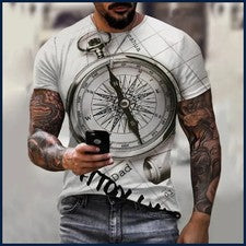 Camiseta Para Hombre Verano Manga Corta Cuello en O Estampado de Anclajes 3D Camiseta Top