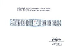 Nueva correa de reloj Invicta Grand Diver 22850 24 mm plateada de acero inoxidable