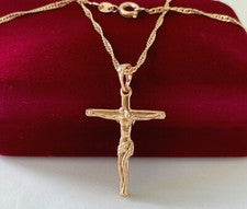Collar de lujo colgante cruz 750 laminado oro 18K chapado en oro 45cm unisex