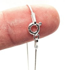 Collar Cadena Plata Redondeado Serpiente 925 Esterlina 0.8mm Joyería Italiana Regalo