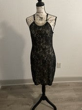Mini vestido de encaje negro de moda para mujer talla L