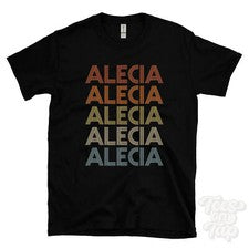 CAMISETA ALECIA ESTILO RETRO REPETIDO Hombre y Mujer Novedad Genial Nombre Regalo
