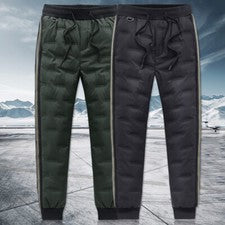 Pantalones forrados acolchados de plumón de pato 90 % para hombre Pantalones acolchados cónicos a rayas Moda