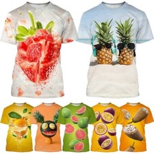 Divertida Fruta Sandía Fresa Impresa 3D Camiseta Hombre Moda Camiseta Tops