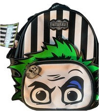 Mini Mochila Beetlejuice Cultura Pop Rayas Negra Blanca Verde Michael Keaton