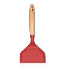 Espátula de silicona Tamagoyaki, espátula antiadherente para panqueques con mango de madera, roja