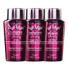 Kit de mantenimiento capilar de queratina Agi Max 3x250 ml - Sistema de cuidado brasileño