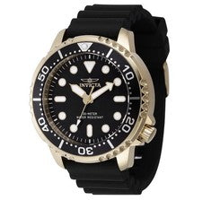 Reloj de cuarzo para hombre Invicta Pro Diver 47226 tono dorado esfera negra correa de silicona