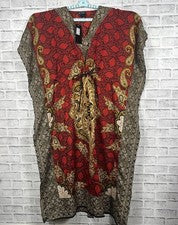 Vestido kimono Bella Moda para mujer talla grande maxi rojo amarillo negro nuevo con etiquetas