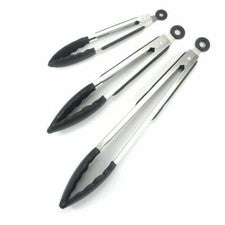 De Cocina Pinzas Inoxidable Acero Y Silicona Utensilios BBQ Herramientas Servir