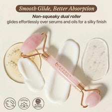 Rodillo facial de cuarzo rosa - Regalos de relajación para mujer, herramientas de cuidado de la piel para L fina