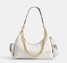 Bolso Coach Pocket Juliet 30 en cuero acolchado tiza latón CEM89 NUEVO CON...