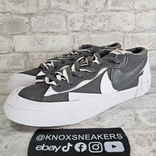 Nike Blazer Low x Sacai Hierro Gris Blanco Zapatilla DD1877 002 Para hombres Talla 10