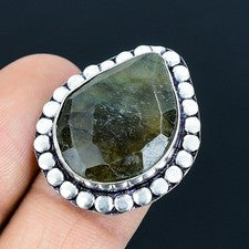 Anillo de joyería de plata esterlina 925 hecho a mano con piedras preciosas d...